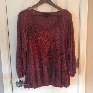 Red 3/4 Sleeve Blouse